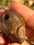 Lake Superior Eye Agate Owl Pendant Carving.