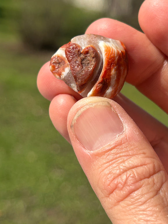 Heart Lake Superior Agate carving.Hurricane!!