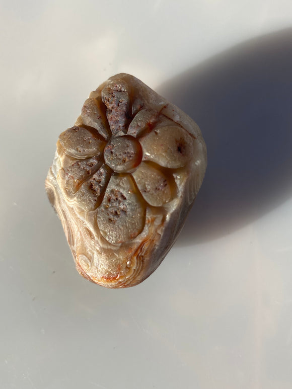 Lake Superior Agate Heart and Flower Carving 2.1oz.