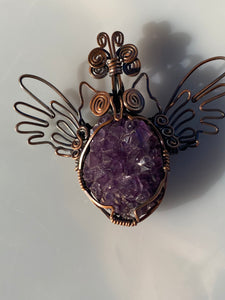 Butterfly Owl Pendant Thunder Bay Amethyst in Copper