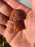 Lake Superior Agate Carved Mushroom Pendant