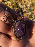 Butterfly Owl Pendant Thunder Bay Amethyst in Copper