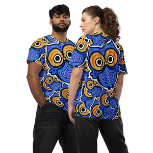 Blue Dream Owl Design Recycled unisex sports jersey