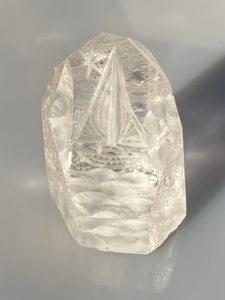 Crystal Sail Boat Carving