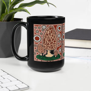 Morel Red Design Black Glossy Mug