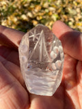 Crystal Sail Boat Carving