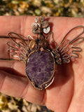 Butterfly Owl Pendant Thunder Bay Amethyst in Copper