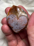 Heart Carving Red, White and Blue Lake Superior Agate