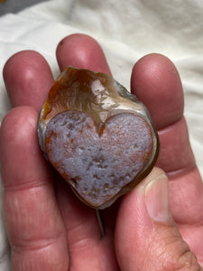 Heart Carving Red, White and Blue Lake Superior Agate