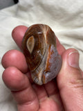 Heart Carving Red, White and Blue Lake Superior Agate