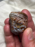 Heart Carving Red, White and Blue Lake Superior Agate