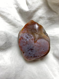 Heart Carving Red, White and Blue Lake Superior Agate