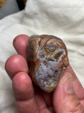 Heart Carving Red, White and Blue Lake Superior Agate