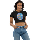 Dino Agate Blue Design Organic Crop Top