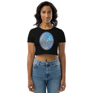 Dino Agate Blue Design Organic Crop Top