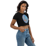 Dino Agate Blue Design Organic Crop Top