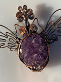 Butterfly Owl Pendant Thunder Bay Amethyst in Copper