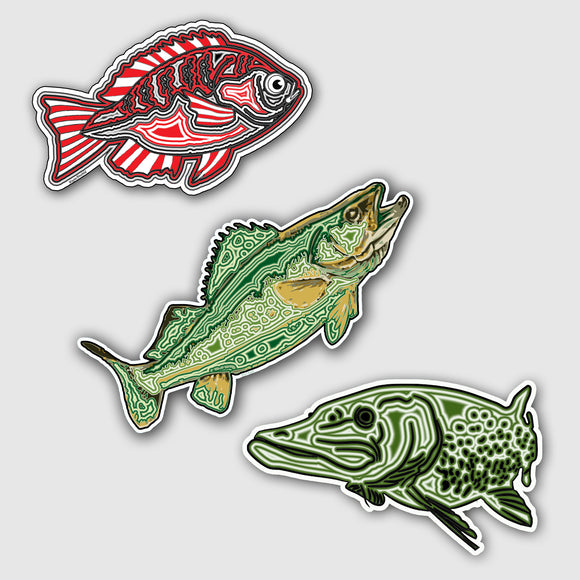 3 Pack SM Agate Fish Stickers