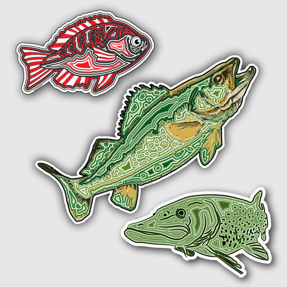 3 Pack LG Agate Fish Stickers