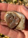 Lake Superior Agate Heart and Flower Carving 2.1oz.