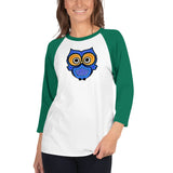 Blue Dream Owl Agate Design 3/4 sleeve raglan shirt