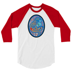 Dino Agate Design 3/4 sleeve raglan shirt