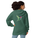 Humming Bird Design Unisex fleece zip up hoodie