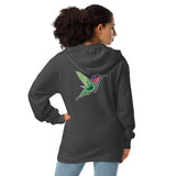 Humming Bird Design Unisex fleece zip up hoodie