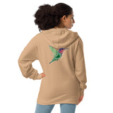 Humming Bird Design Unisex fleece zip up hoodie