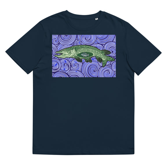 Northern Pike Wave with Sunny Unisex organic cotton t-shirt