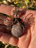 Butterfly Owl Pendant Thunder Bay Amethyst in Copper