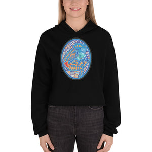 Dino Agate Blue Design Crop Hoodie